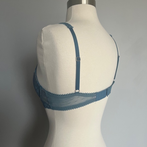 NWT Victoria's Secret High Neck Lace Mesh Blue Bra - Picture 5 of 6